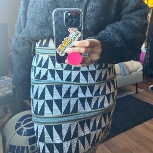 Navy Print Pencil Skirt 🌒